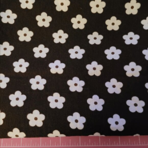 Vintage Brown Fabric with White Flowers 24" x 44" - Picture 1 of 2